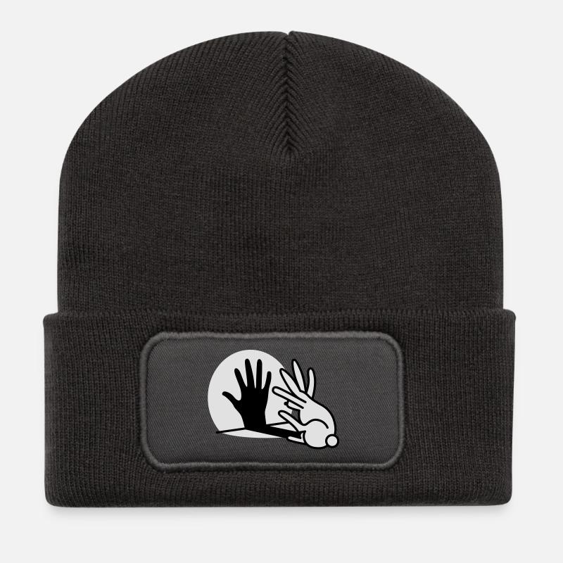 Chinesische Schatten Hand Kaninchen - Recycelte Patch Beanie - Dunkelgrau