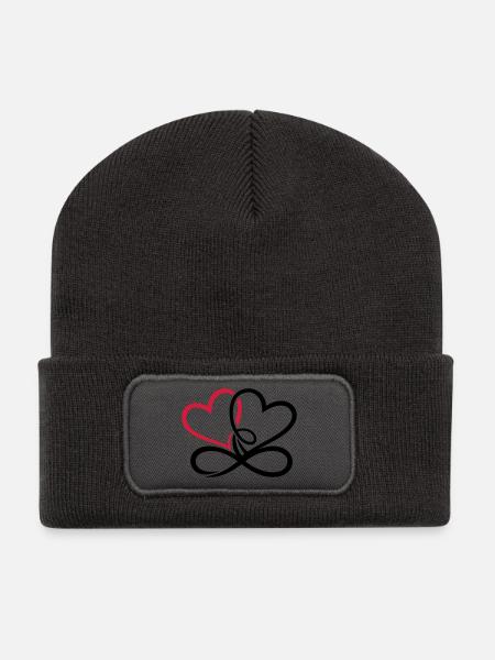 Deux coeurs infini amour infini amour - Beanie recyclé à patch - charbon