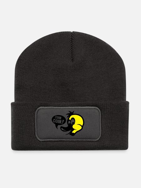 canard coin coin dessin - Beanie recyclé à patch - charbon
