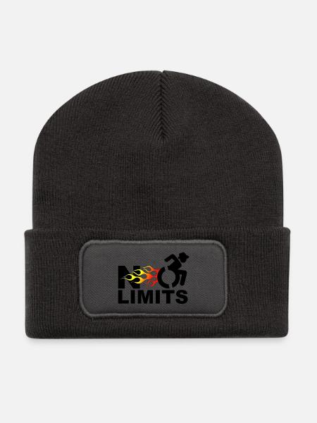 Keine Grenzen für diesen Rollstuhlfahrer # - Recycelte Patch Beanie - Dunkelgrau