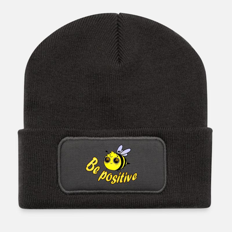 Biene positiv - Recycelte Patch Beanie - Dunkelgrau