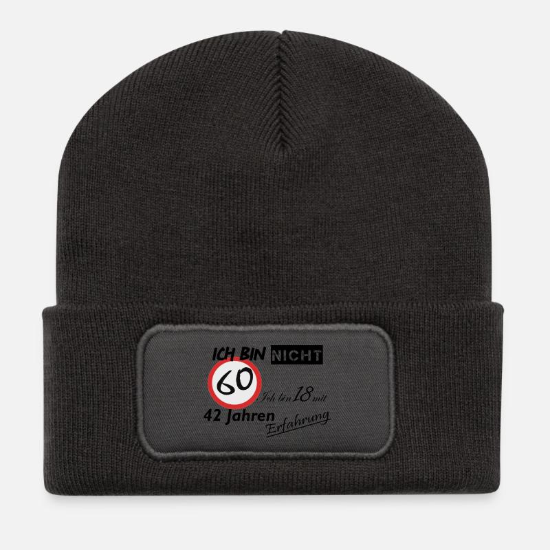 60-Sekunden Timer Design - Recycelte Patch Beanie - Dunkelgrau