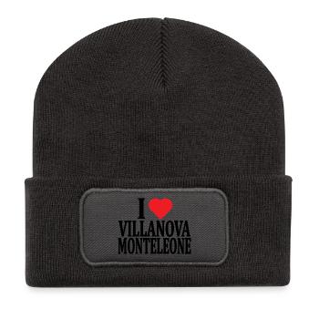 T-Shirt Ich liebe Villanova Monteleone Sardinien - Recycelte Patch Beanie - Dunkelgrau - Vorne