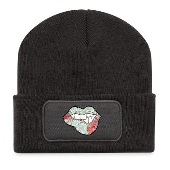 Nature Sexy Lips - Recycled Patch Beanie - dark grey - Front