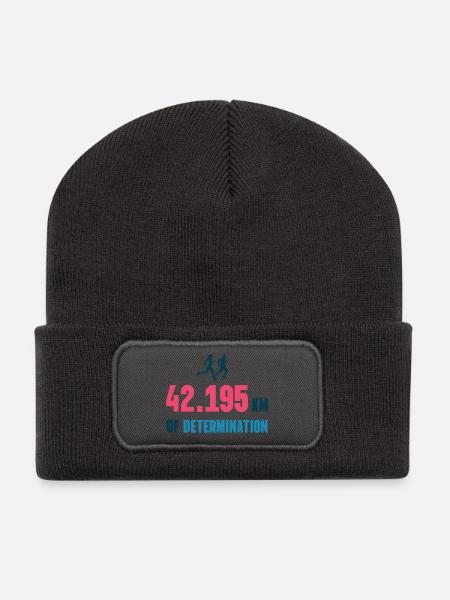 Marathon - 42,195 km Entschlossenheit - Recycelte Patch Beanie - Dunkelgrau
