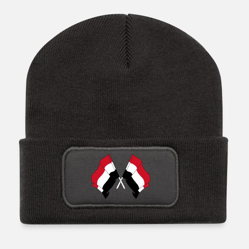 Zwei Flaggen aus dem Jemen gekreuzt - Recycelte Patch Beanie - Dunkelgrau