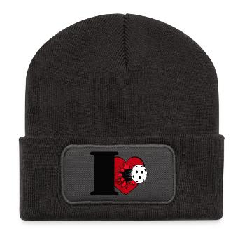 Floorball , Unihockey , I Love Floorball (25) - Recycelte Patch Beanie - Dunkelgrau - Vorne