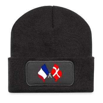 Drapeau de la France et drapeau du Danemark - Beanie recyclé à patch - charbon - Devant
