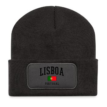Lettrage Lisboa avec drapeau du Portugal - Beanie recyclé à patch - charbon - Devant