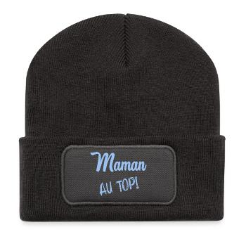 MAMAN. FÊTE DES MÈRES - Beanie recyclé à patch - charbon - Devant