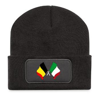 Drapeau Belgique, drapeau Italie - Beanie recyclé à patch - charbon - Devant