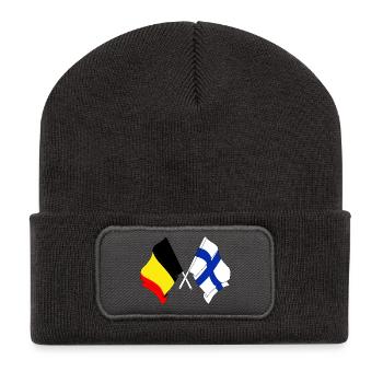 Drapeau de la Belgique, drapeau de la Finlande - Beanie recyclé à patch - charbon - Devant