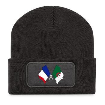 Drapeau de la France, drapeau de l’Algérie - Beanie recyclé à patch - charbon - Devant