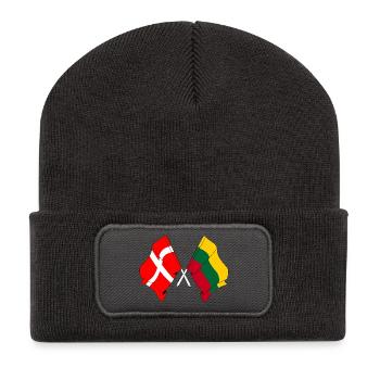 Flagge Dänemark, Flagge Litauen - Recycelte Patch Beanie - Dunkelgrau - Vorne
