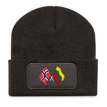 Flagge Norwegen, Flagge Litauen - Recycelte Patch Beanie - Dunkelgrau - Vorne