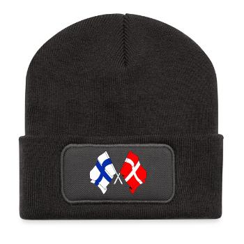 Drapeau Finlande, drapeau Danemark - Beanie recyclé à patch - charbon - Devant