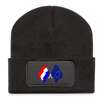 Drapeau des Pays-Bas, drapeau de l’Europe - Beanie recyclé à patch - charbon - Devant