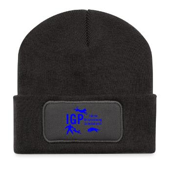 IGP Hundesport - Blau - Recycelte Patch Beanie - Dunkelgrau - Vorne