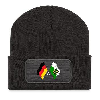 Drapeau Allemagne, Saxe - Beanie recyclé à patch - charbon - Devant