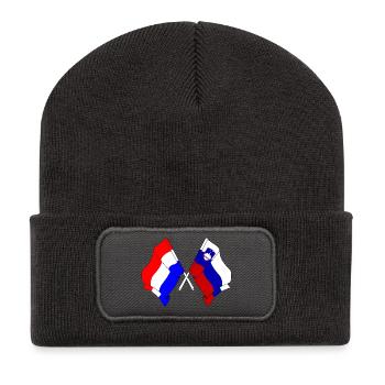 Flagge der Niederlande, Slowenien - Recycelte Patch Beanie - Dunkelgrau - Vorne