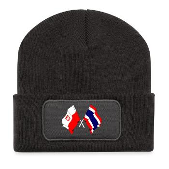 Flagge Polen, Thailand - Recycelte Patch Beanie - Dunkelgrau - Vorne