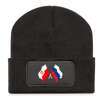 Flagge Polen, Russland - Recycelte Patch Beanie - Dunkelgrau - Vorne