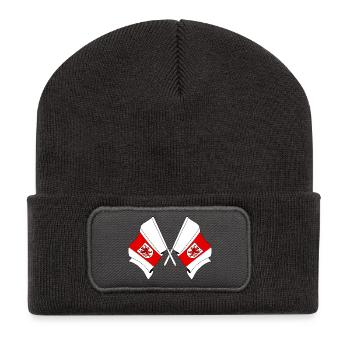Two West Pomeranian flags - Recycled Patch Beanie - dark grey - Front