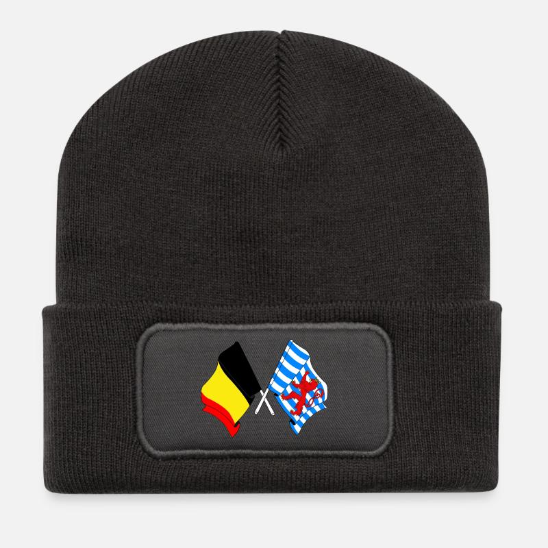 Drapeau de la Belgique, du Luxembourg - Beanie recyclé à patch - charbon