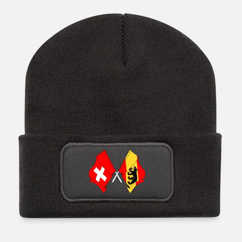 Flagge Schweiz Flagge Bern - Recycelte Patch Beanie - Dunkelgrau