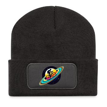 Cyclist on Saturn - Recycled Patch Beanie - dark grey - Front