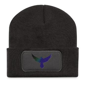 Saatkrähe mit sternenmuster, Silhouetten, goth - Recycelte Patch Beanie - Dunkelgrau - Vorne