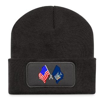 Flagge der USA und des Bundesstaates New York gekreuzt - Recycelte Patch Beanie - Dunkelgrau - Vorne