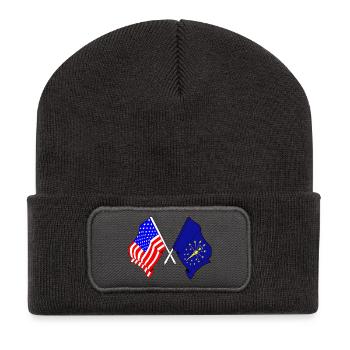 Drapeau des États-Unis et de l’État de l’Indiana croisé - Beanie recyclé à patch - charbon - Devant