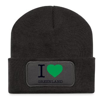 I LOVE GREENLAND Grönland - Recycelte Patch Beanie - Dunkelgrau - Vorne