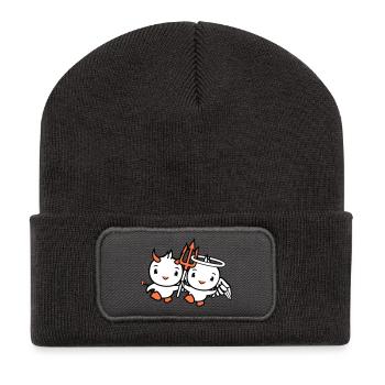 Birds Angel Sky Devil Horns Satan Hell Evil - Recycled Patch Beanie - dark grey - Front