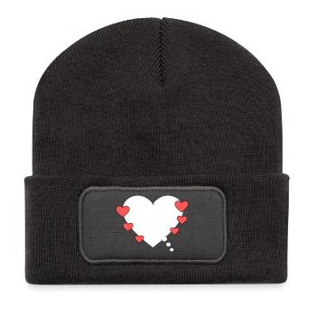 Bulle de pensée avec cœur - Beanie recyclé à patch - charbon - Devant