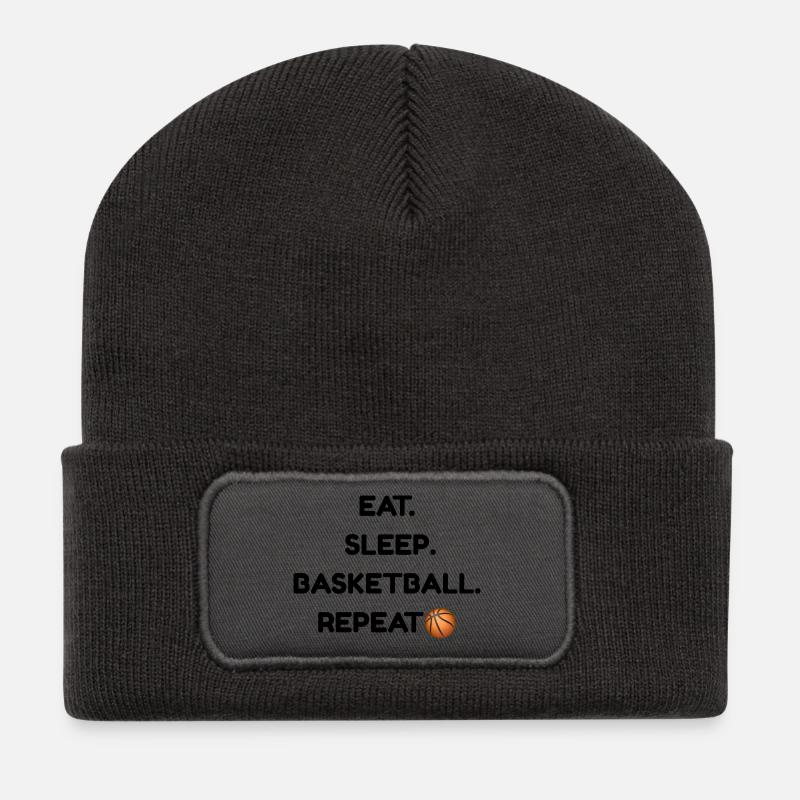 ESSEN-_SLEEP-_BASKETBALL - Recycelte Patch Beanie - Dunkelgrau