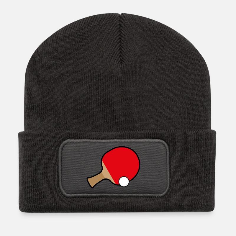 Tischtennis Illustration - Recycelte Patch Beanie - Dunkelgrau