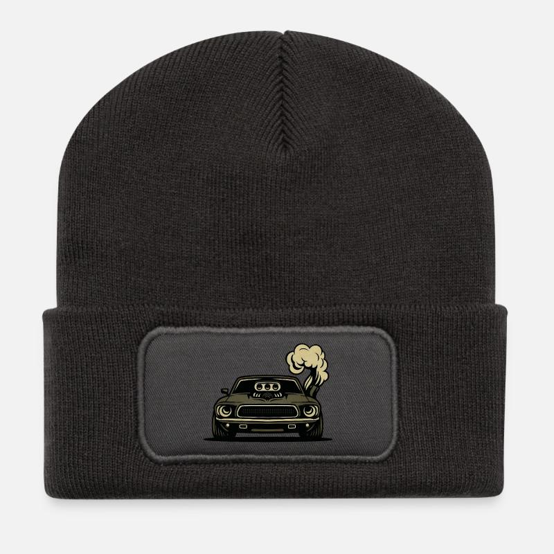 Angry car - Recycled Patch Beanie - dark grey
