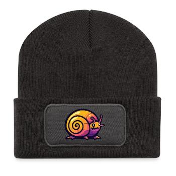 Schnecke Halloween Comic Lustig - Recycelte Patch Beanie - Dunkelgrau - Vorne
