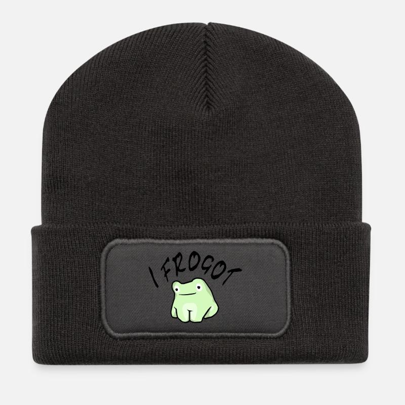 Frogot noir - Beanie recyclé à patch - charbon
