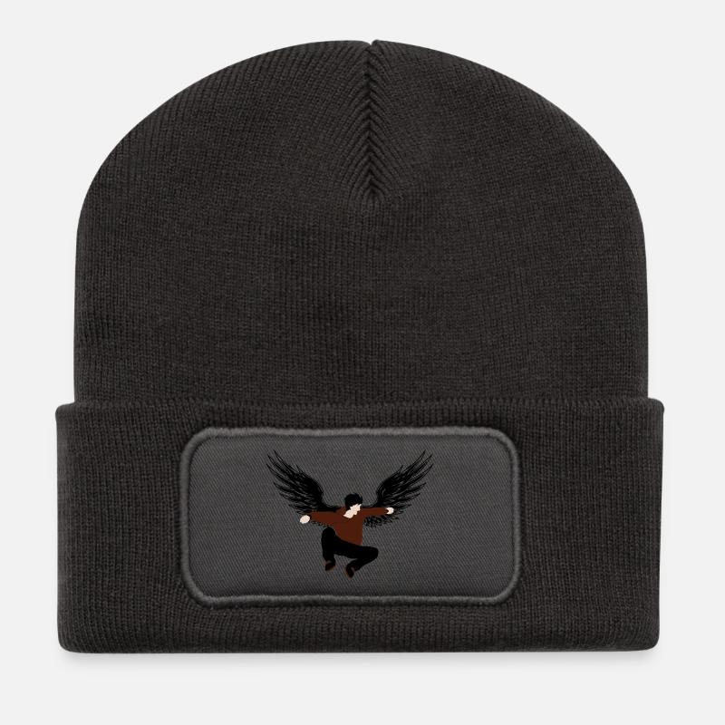 Geflügelte Silhouette - Recycelte Patch Beanie - Dunkelgrau