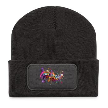 Color Magic Melodies Motenschlüssel Illustration - Recycled Patch Beanie - dark grey - Front
