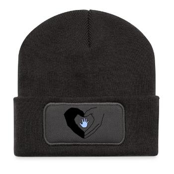 familie haende herz liebe schutz vektor - Recycelte Patch Beanie - Dunkelgrau - Vorne