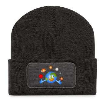 Drôle de Terre jongle avec des planètes colorées - Beanie recyclé à patch - charbon - Devant