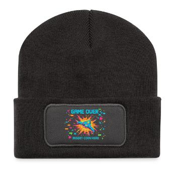Game Over Neon Arcade Game - Recycelte Patch Beanie - Dunkelgrau - Vorne