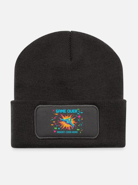 Game Over Neon Arcade Game - Beanie recyclé à patch - charbon