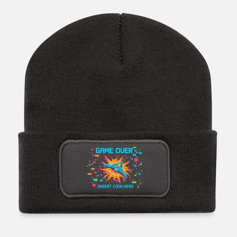 Game Over Neon Arcade Game - Recycelte Patch Beanie - Dunkelgrau