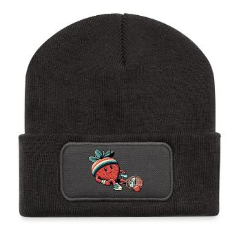 Erdbeere Beim Tennis Mit Retro Stirnband - Recycelte Patch Beanie - Dunkelgrau - Vorne