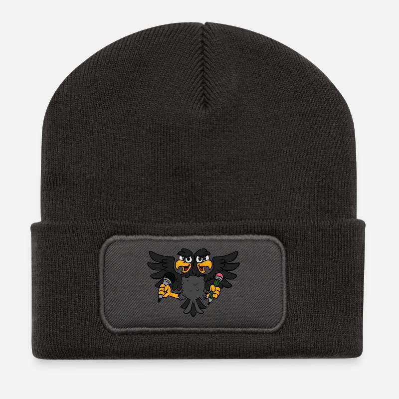 Kreativer Adler - Recycelte Patch Beanie - Dunkelgrau